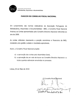 PARECER DO CONSELHO FISCAL NACIONAL Em cumprimento