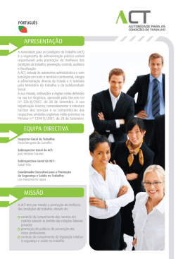 APRESENTA&Ccedil;&Atilde;O - Autoridade para as Condi&ccedil;&otilde;es do Trabalho