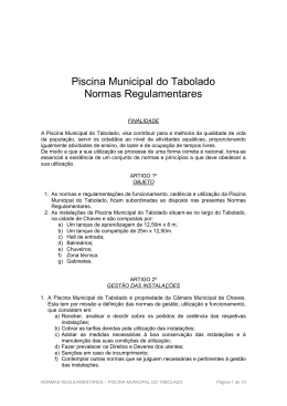 Normas regulamentares da Piscina Municipal do Tabolado