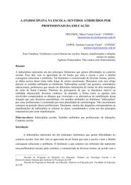 disciplina na escola: sentidos atribu&iacute;dos por profissionais