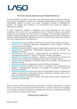 POL&Iacute;TICA DA QUALIDADE DA LASO TRANSPORTES S.A. O
