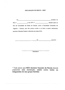 DECLARAÇÃO DE ISENTO - IRRF*