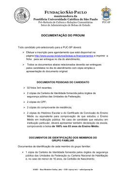 DOCUMENTA&Ccedil;&Atilde;O DO PROUNI - PUC-SP