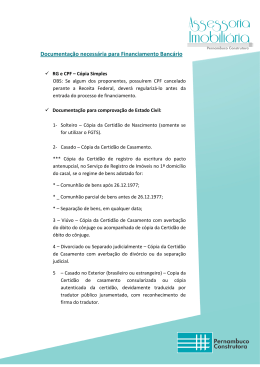 Documentos necess&aacute;rios para solicitar o financiamento