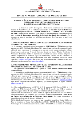 EDITAL N.º 005/2015 – CIAC, DE 27 DE JANEIRO DE 2015