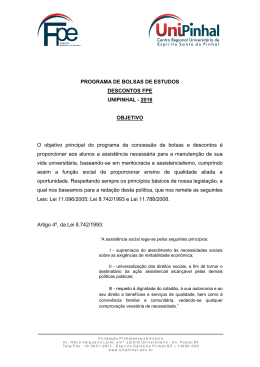 Programa de Bolsas de Estudos e Descontos 2016