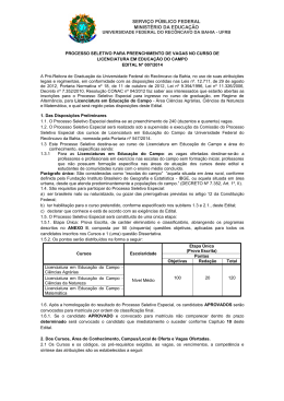 Licenciatura em Educa&ccedil;&atilde;o no Campo