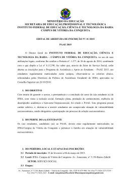 Edital n&ordm; 01/2015 - IFBA Campus Vit&oacute;ria da Conquista
