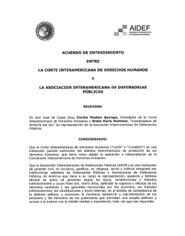 1) Acuerdo de entendimento entre CorteIDH e AIDEF