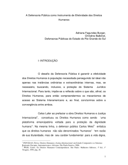 A Defensoria P&uacute;blica como Instrumento de