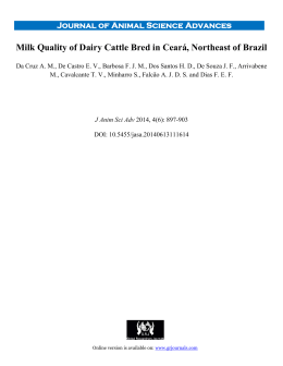 Milk Quality of Dairy Cattle Bred in Ceará, Northeast of Brazil