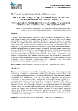 Inova&ccedil;&atilde;o e Sustentabilidade
