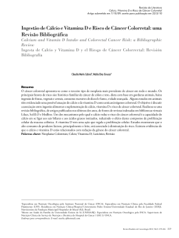 Ingest&atilde;o de C&aacute;lcio e Vitamina D e Risco de C&acirc;ncer Colorretal: uma