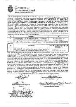 ATA da sessão para recebimento de envelopes e julgamento da