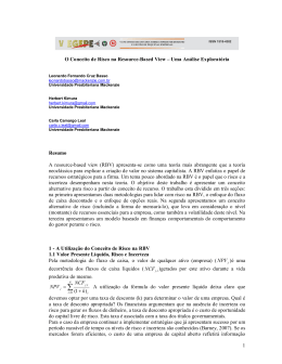 1 O Conceito de Risco na Resource-Based View &ndash; Uma