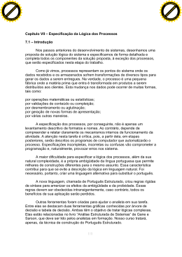 1/1 Cap&iacute;tulo VII &ndash; Especifica&ccedil;&atilde;o da L&oacute;gica dos