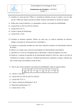 Vari&aacute;veis Aleat&oacute;rias - Escola Superior de Tecnologia