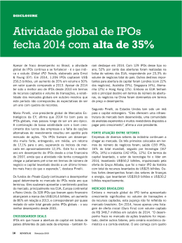 Atividade global de IPOs fecha 2014 com alta de 35%