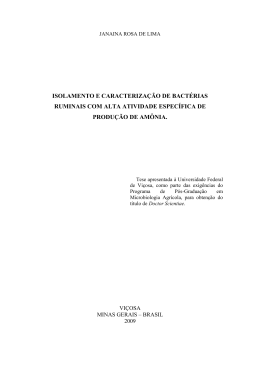 isolamento e caracteriza&ccedil;&atilde;o de bact&eacute;rias ruminais com alta