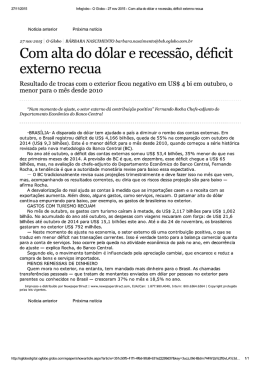 com alta do dólar e recessão, déficit externo recua