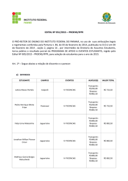 EDITAL N&ordm; 051/2015 &ndash; PROENS/IFPR O PR&Oacute;
