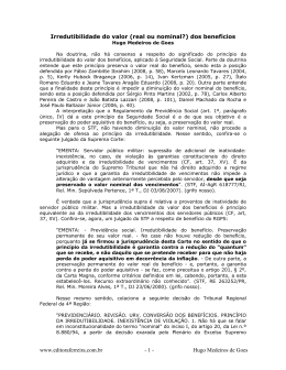 Irredutibilidade do valor (real ou nominal?) dos