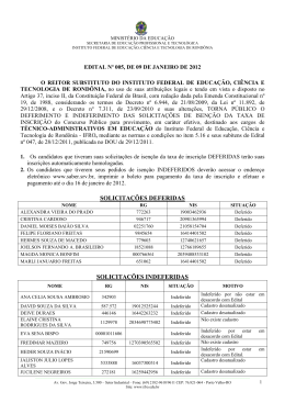 Edital n&ordm; 005 - Homologa&ccedil;&atilde;o da Isen&ccedil;&atilde;oda Taxa de Inscri&ccedil;&atilde;o