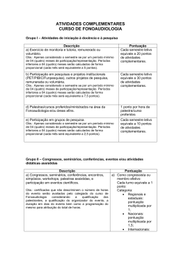 ATIVIDADES COMPLEMENTARES CURSO DE FONOAUDIOLOGIA