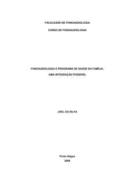 FACULDADE DE FONOAUDIOLOGIA CURSO DE