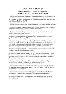 RESOLUÇÃO N. 272 DE 20/04/2001 CONSELHO FEDERAL DE