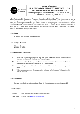Pr&oacute;-Reitor Acad&ecirc;mico da Universidade Veiga de Almeida, no uso