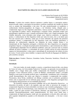 das partes da ora&ccedil;&atilde;o &agrave;s classes gramaticais