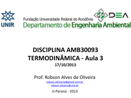 DISCIPLINA AMB30093 TERMODINÂMICA