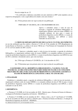 Portaria Nr 186/DECEx - Departamento de Educa&ccedil;&atilde;o e Cultura do