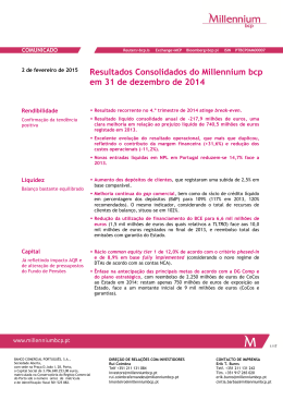 Resultados Consolidados do Millennium bcp em 31 de dezembro