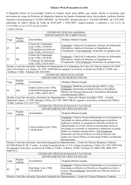 Edital nº 90 de 05 dezembro de 2014 O Magnífico Reitor da
