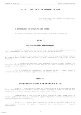 LEI N&ordm; 15.646, DE 23 DE DEZEMBRO DE 2014 O GOVERNADOR