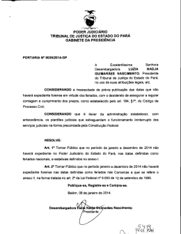 Portaria nº0035/2014-GP. Dispõe Sobre Feriados Nacionais e