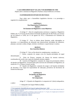 (&bull;) LEI COMPLEMENTAR N&ordm; 444, DE 27 DE DEZEMBRO DE 1985