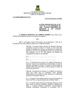 LEI COMPLEMENTAR N&ordm; 019 De 30 de dezembro de 2003