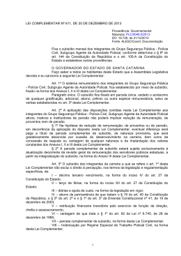 LEI COMPLEMENTAR Nº 611, DE 20 DE DEZEMBRO DE 2013 Fixa