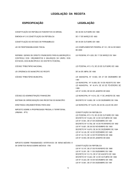 LEGISLA&Ccedil;&Atilde;O DA RECEITA ESPECIFICA&Ccedil;&Atilde;O LEGISLA&Ccedil;&Atilde;O