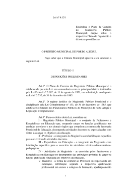 Lei n&ordm; 6.151 Estabelece o Plano de Carreira do Magist&eacute;rio