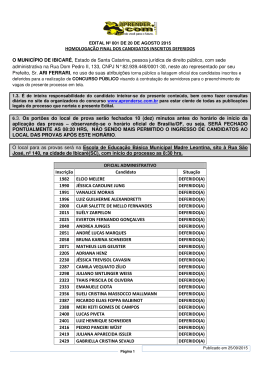 HOMOLOGA&Ccedil;&Atilde;O FINAL DOS CANDIDATOS