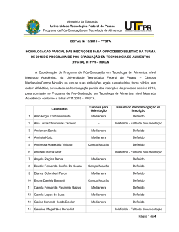 edital № 13/2015 &ndash; ppgta homologa&ccedil;&atilde;o parcial das