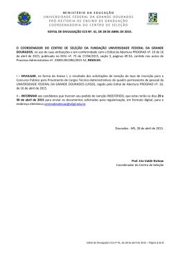 Edital de Divulgac&atilde;o CCS n&ordm;41/2015 - Centro de Sele&ccedil;&atilde;o