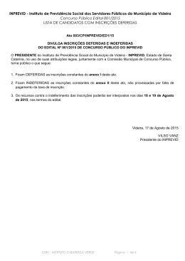 inscri&ccedil;&otilde;es deferidas e indeferidas do edital n&ordm; 001/2015 de