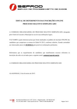 Edital Deferimento das Inscri&ccedil;&otilde;es
