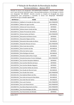 1ª Relação do Resultado da Reavaliação Análise Socioeconômica