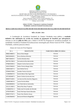 A Coordena&ccedil;&atilde;o de Assist&ecirc;ncia Estudantil do C&acirc;mpus Uberl&acirc;ndia